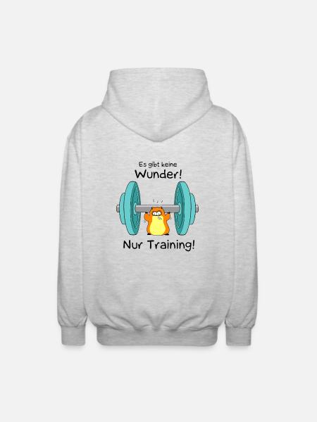 Keine Wunder - nur Training - Unisex Kapuzenjacke - Hellgrau meliert