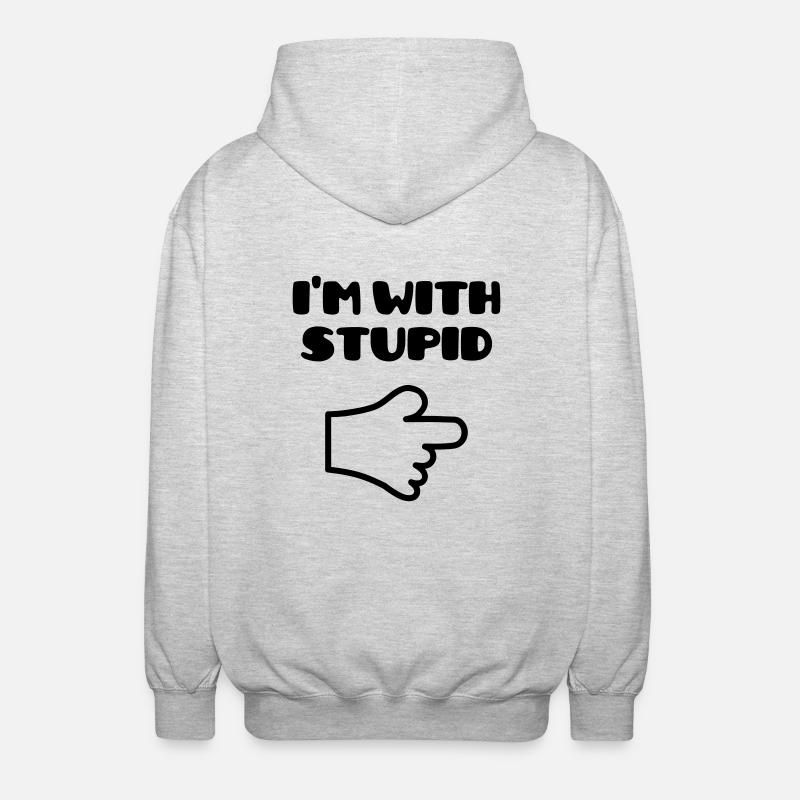 I'm with stupid :) (V) - Unisex Kapuzenjacke - Hellgrau meliert