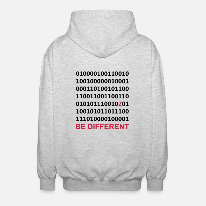 Be Different - Binary - Digital - Unisex Hooded Jacket - light heather grey