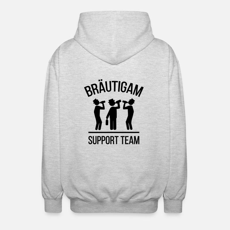 Bräutigam Support Team - Unisex Kapuzenjacke - Hellgrau meliert
