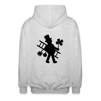 Schornsteinfeger - Unisex Kapuzenjacke - Hellgrau meliert - Hinten - AI Model Male 185 light (185cm)