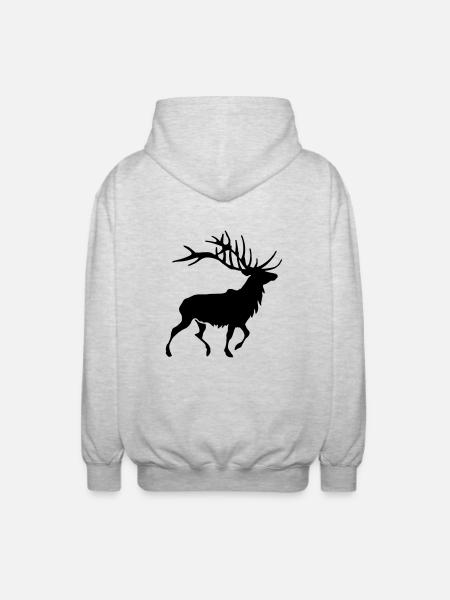 Wapiti Hirsch - Unisex Kapuzenjacke - Hellgrau meliert