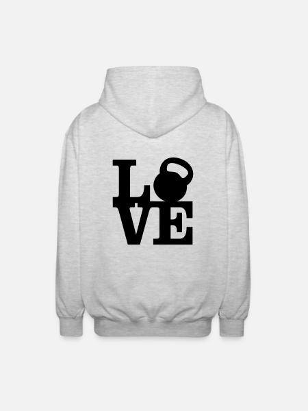 Kettlebell Love - Unisex Hooded Jacket - light heather grey