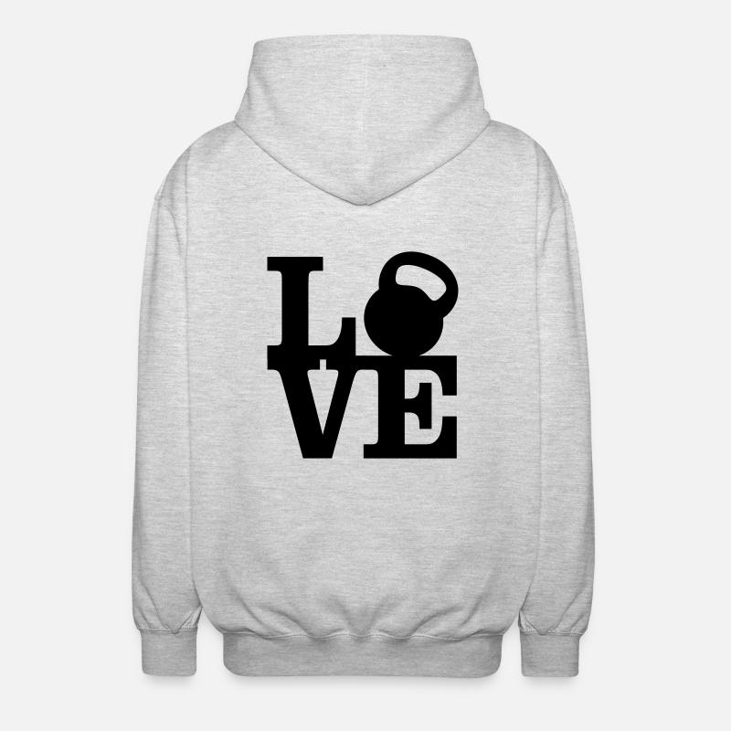 Kettlebell Love - Unisex Kapuzenjacke - Hellgrau meliert