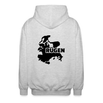 Rügen - Unisex Kapuzenjacke - Hellgrau meliert - Hinten - AI Model Male 185 light (185cm)