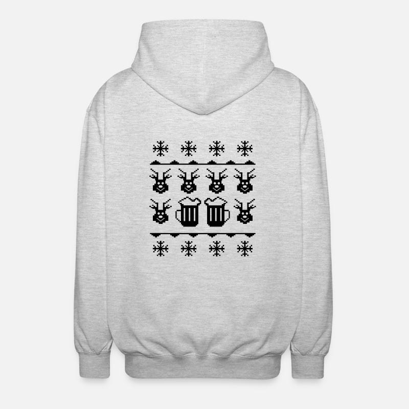 beer pixels winter - Unisex Kapuzenjacke - Hellgrau meliert
