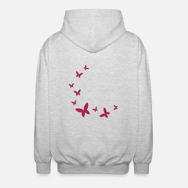 Schmetterling Dekor Bogen Viele Schmetterlinge - Unisex Kapuzenjacke - Hellgrau meliert