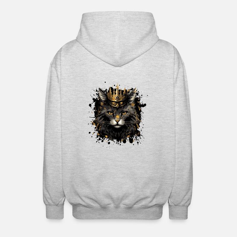 katze tier krone - Unisex Kapuzenjacke - Hellgrau meliert