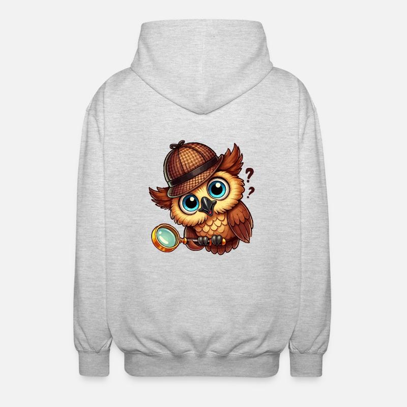 Hibou détective - Veste à capuche unisexe - gris clair chiné
