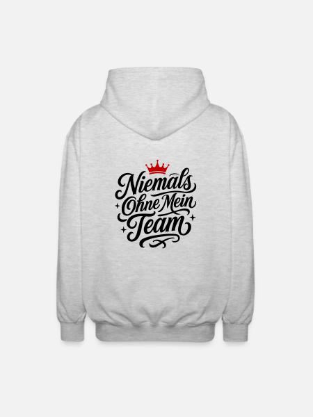 Mein Team Spruch - Unisex Kapuzenjacke - Hellgrau meliert