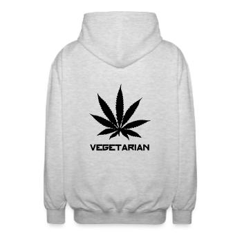 vegetarian - Unisex Hooded Jacket - light heather grey - Back - AI Model Male 185 light (185cm)