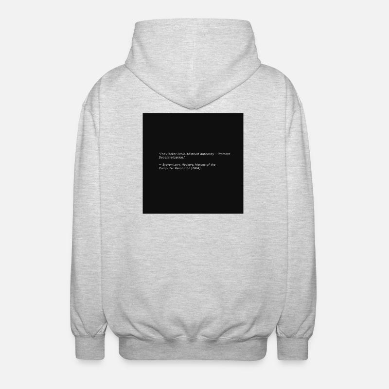 Hacker-Ethik-Zitat über Black - Unisex Kapuzenjacke - Hellgrau meliert