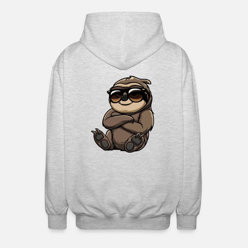 Faultier Cool Comic - Unisex Kapuzenjacke - Hellgrau meliert