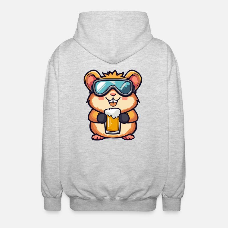Hamster Apres Ski Bier Comic - Unisex Kapuzenjacke - Hellgrau meliert