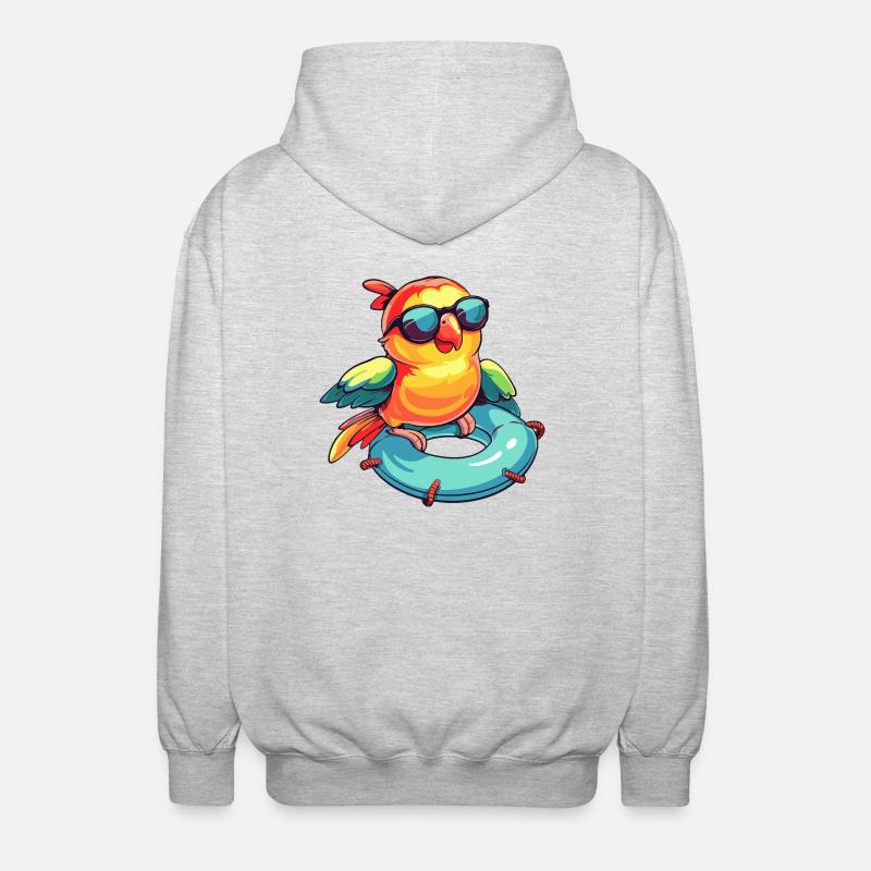 Papagei Comic Cool - Unisex Kapuzenjacke - Hellgrau meliert