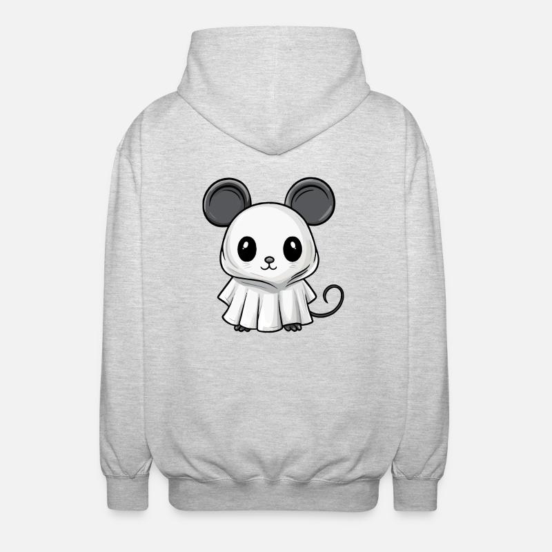 Mouse Halloween Comic Ghost - Unisex Hooded Jacket - light heather grey
