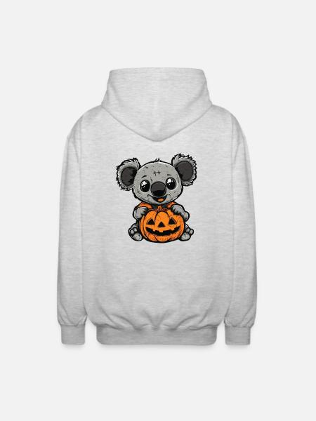 Koala Halloween Comic Funny - Unisex Hooded Jacket - light heather grey