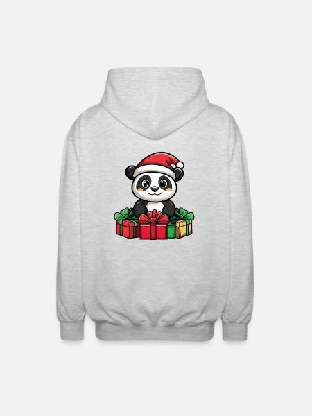 Panda Christmas Gifts - Unisex Hooded Jacket - light heather grey