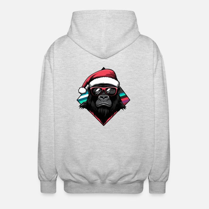 Gorilla Christmas Cool - Unisex Hooded Jacket - light heather grey