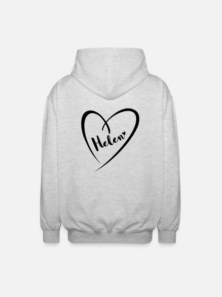 Helen Name Vorname im Herzrahmen - Unisex Kapuzenjacke - Hellgrau meliert
