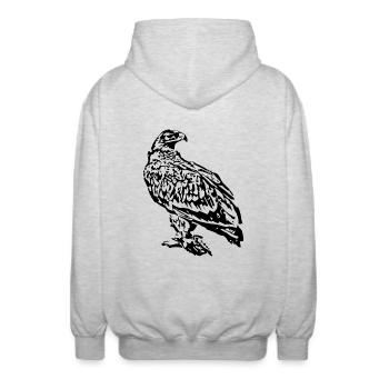 Wanderfalke, Raubvogel - Unisex Kapuzenjacke - Hellgrau meliert - Hinten - AI Model Male 185 light (185cm)
