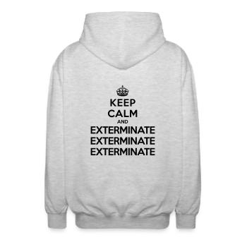 Keep calm and exterminate (Doctor Who) - Unisex Kapuzenjacke - Hellgrau meliert - Hinten - AI Model Male 185 light (185cm)