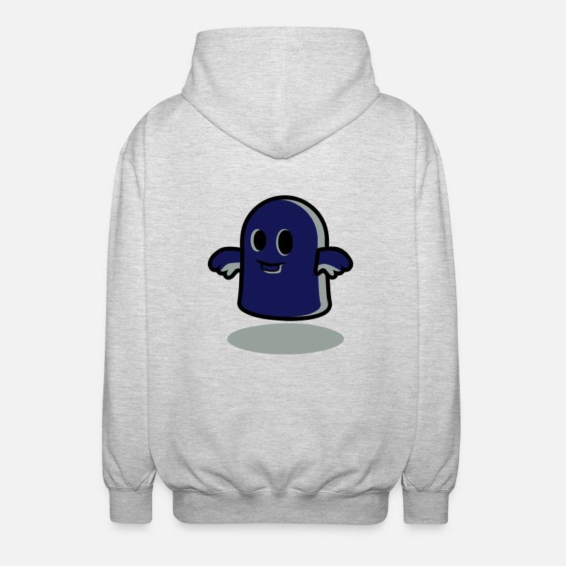 Little Ghost at Midnight - Unisex Hooded Jacket - light heather grey