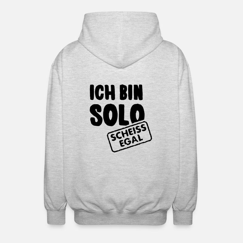 Ich bin solo - scheiss egal - Unisex Kapuzenjacke - Hellgrau meliert