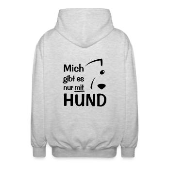 Nur mit Hund - Unisex Kapuzenjacke - Hellgrau meliert - Hinten - AI Model Male 185 light (185cm)
