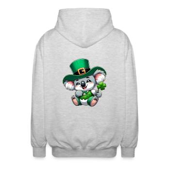 St. Patricks Day Koala Cartoon - Unisex Kapuzenjacke - Hellgrau meliert - Hinten - AI Model Male 185 light (185cm)