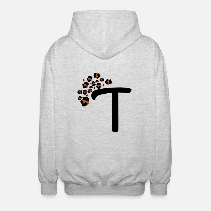 Letter t leopard patterns - Unisex Hooded Jacket - light heather grey