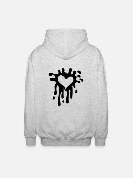 Herz - Unisex Kapuzenjacke - Hellgrau meliert