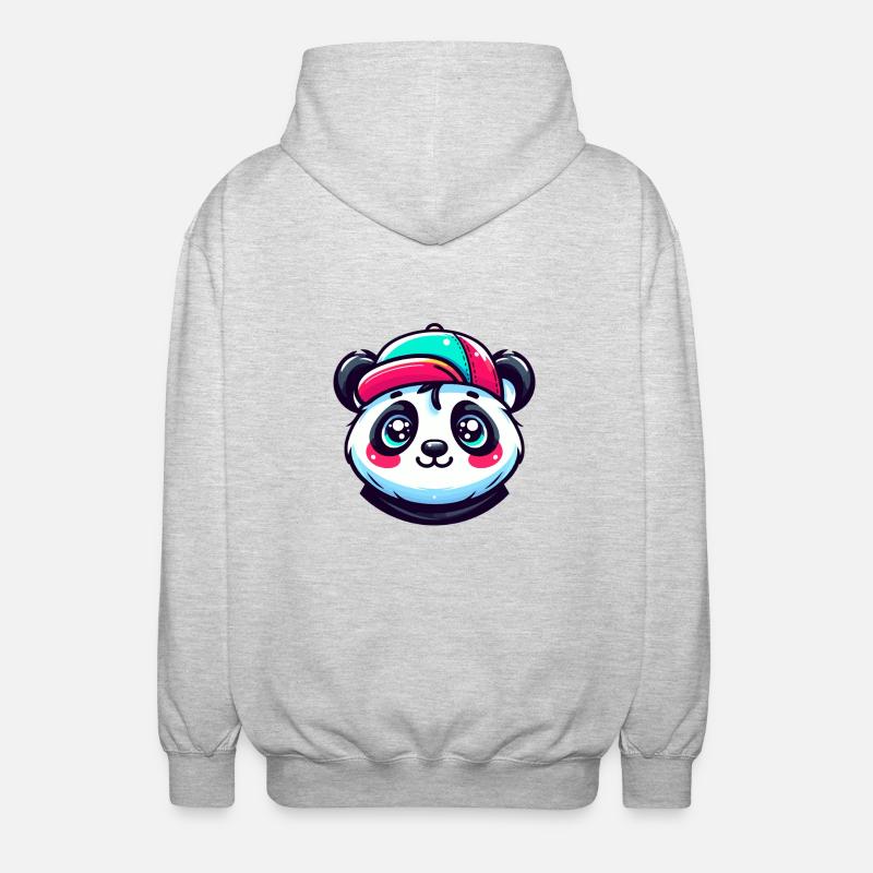 Simpatica testa di panda kawaii con berretto - Felpa unisex con cappuccio - grigio chiaro melange