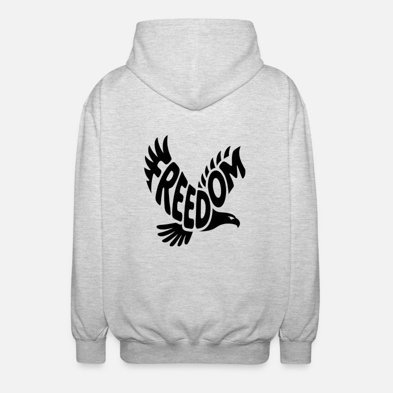 Freedom - Cool Bald Eagle Logo - Unisex Hooded Jacket - light heather grey