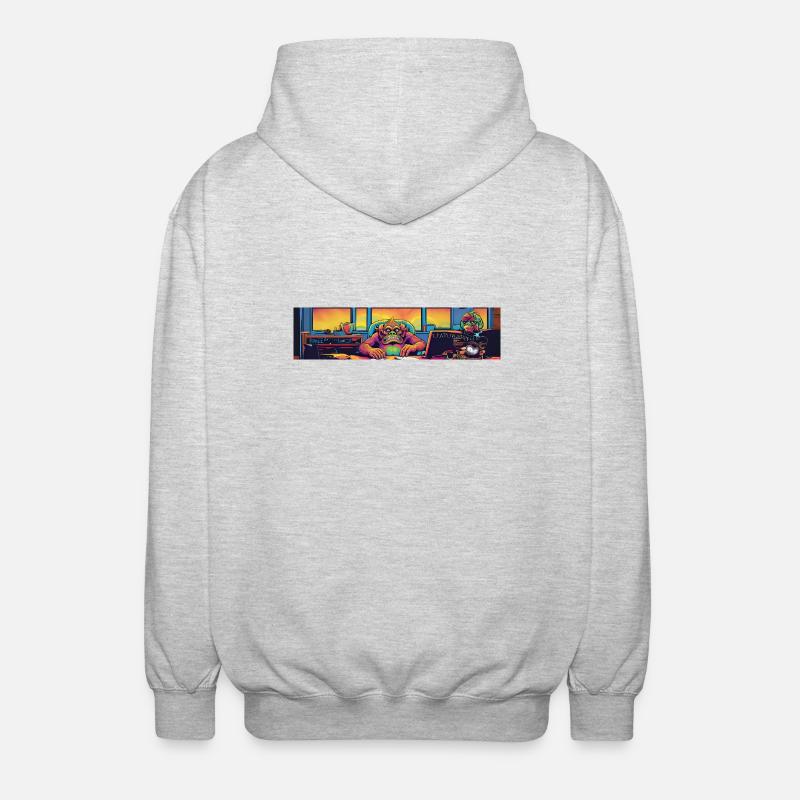 Monster Café Neon - Unisex Kapuzenjacke - Hellgrau meliert