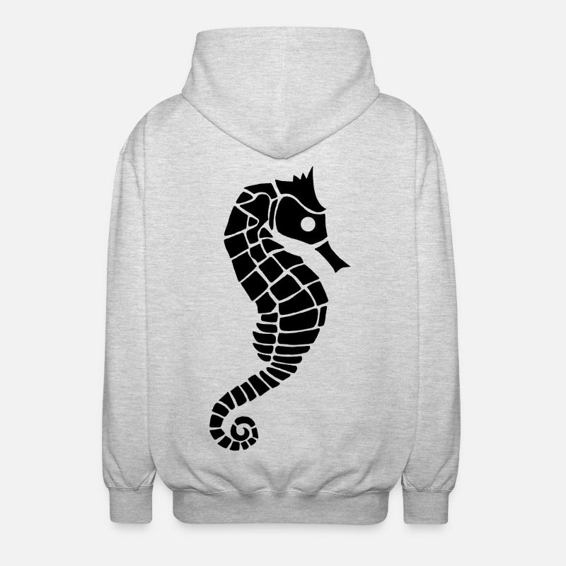 Hippocampe noir - Veste à capuche unisexe - gris clair chiné