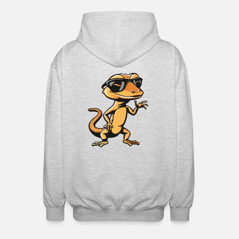 Echse Cool Comic - Unisex Kapuzenjacke - Hellgrau meliert