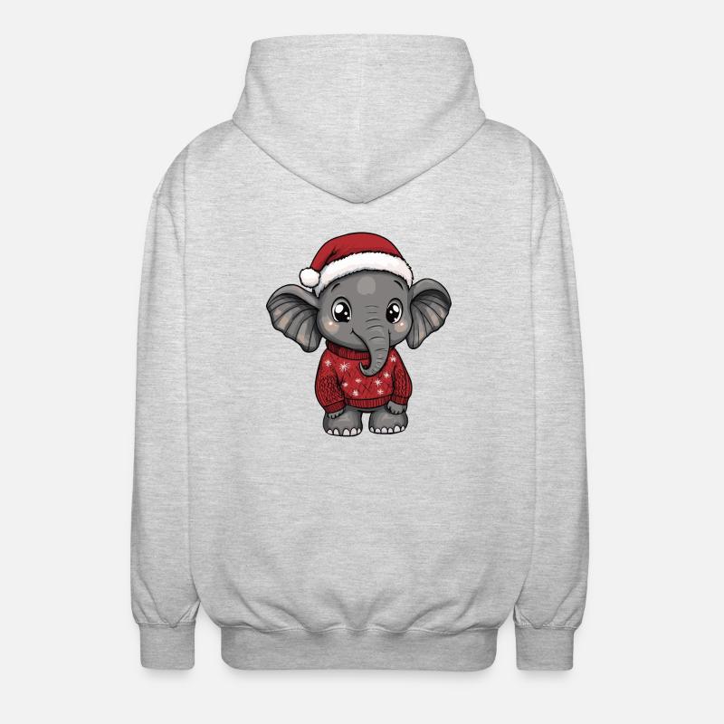 Elephant Christmas Comic - Unisex Hooded Jacket - light heather grey
