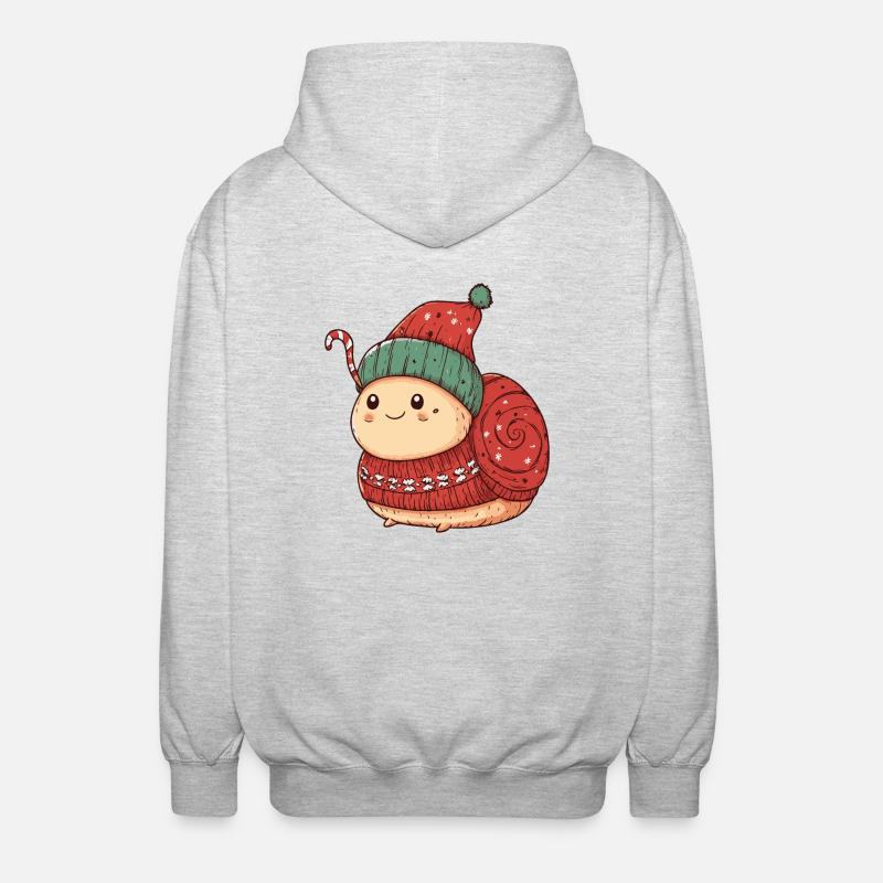 Schnecke Weihnachten Comic - Unisex Kapuzenjacke - Hellgrau meliert