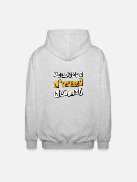 Ma nation ? L'imagiNation ! - Veste à capuche unisexe - gris clair chiné