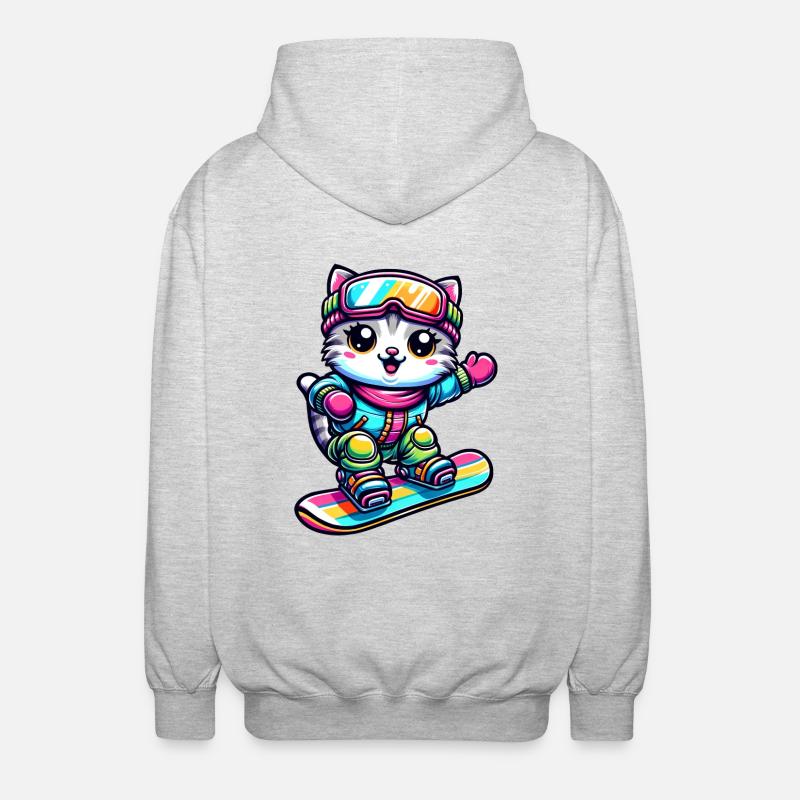 Chat Snowboard Snowboarder Mignon - Veste à capuche unisexe - gris clair chiné