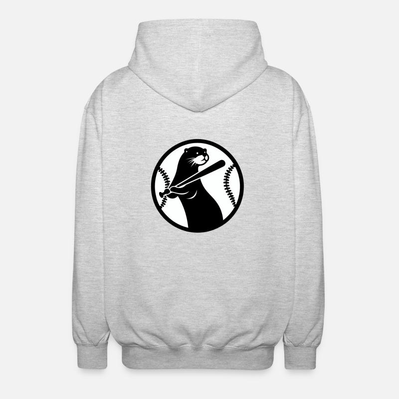 Silhouette de Baseball de loutre - Veste à capuche unisexe - gris clair chiné