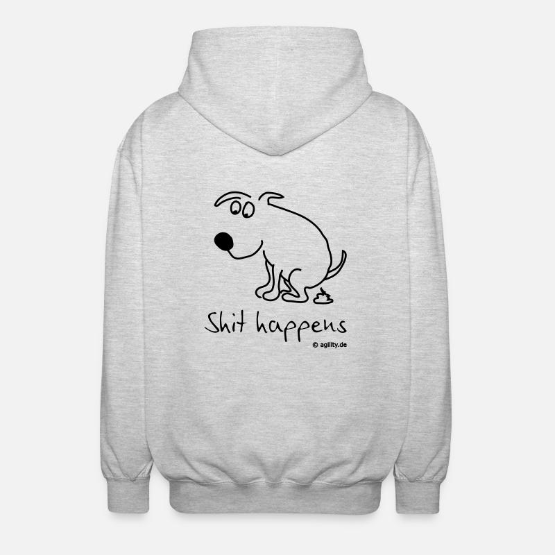 shit happens - Unisex Kapuzenjacke - Hellgrau meliert