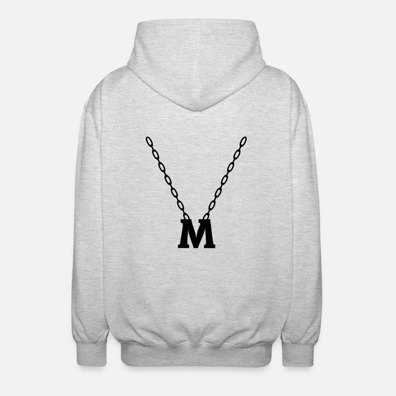 Buchstabenkette Initial M - Unisex Kapuzenjacke - Hellgrau meliert
