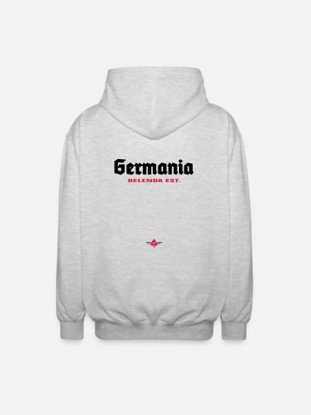 Germania delenda est - Unisex Kapuzenjacke - Hellgrau meliert