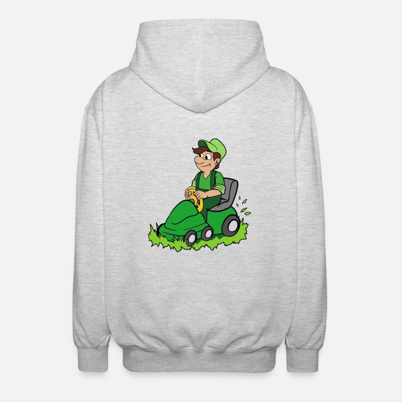 Gärtner mit Rasenmäher - Unisex Kapuzenjacke - Hellgrau meliert
