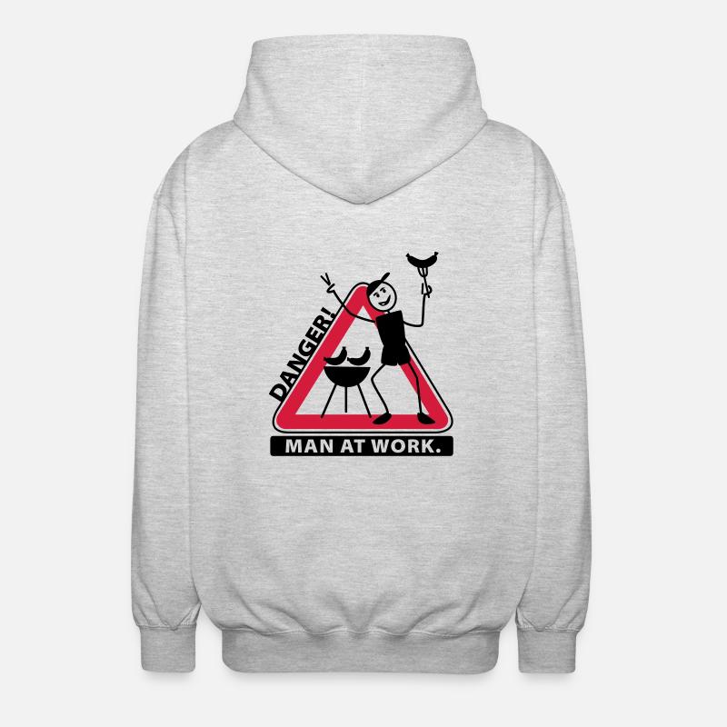 man_at_grill - Unisex Kapuzenjacke - Hellgrau meliert