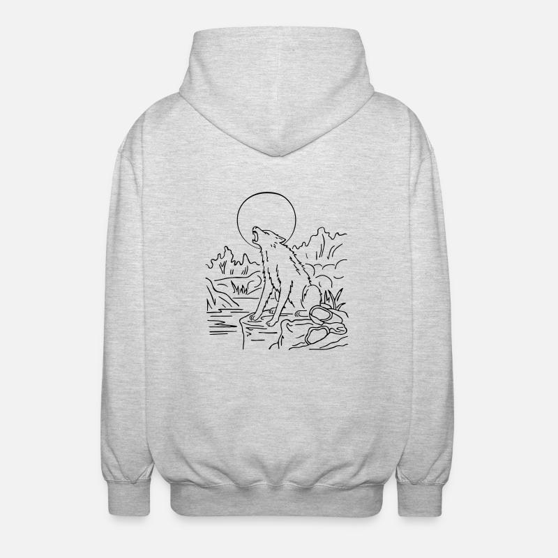 loup - Veste à capuche unisexe - gris clair chiné