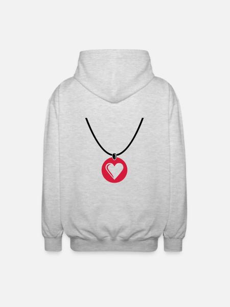 Halskette Herz - Unisex Kapuzenjacke - Hellgrau meliert