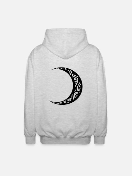 wassende maan tattoo maan tribal tattoo - Uniseks zip hoodie - lichtgrijs gemêleerd